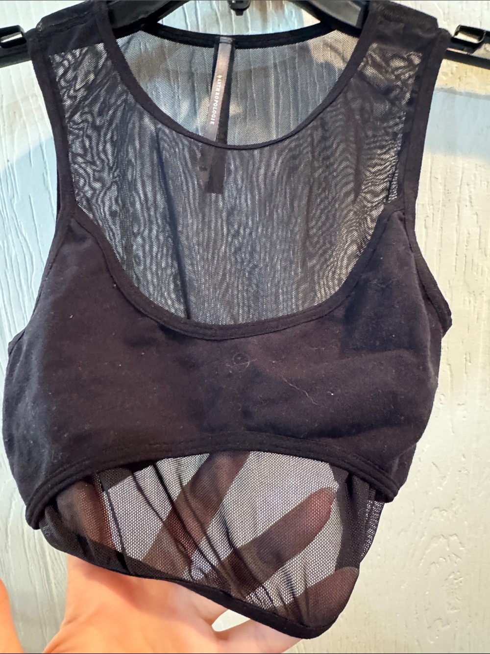 Anthropologie Black Mesh Crop Tank - Picture 2 of 2